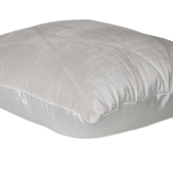 Quilted White Velvet Throw Pillow