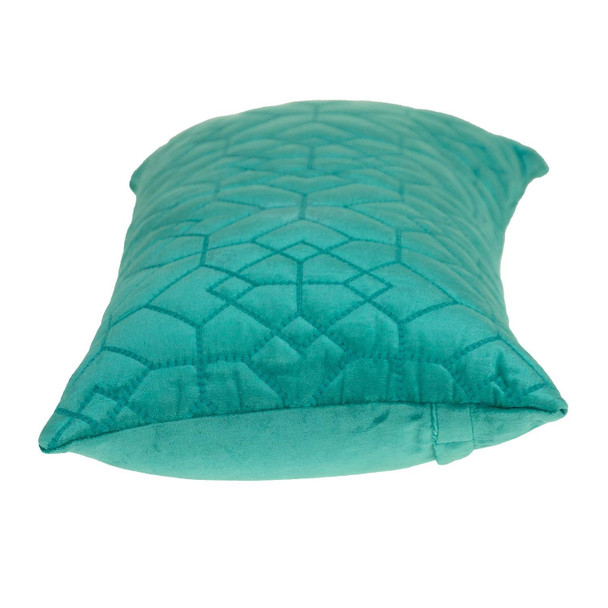 Aqua Quilted Velvet Geo Lumbar Decorative Pillow