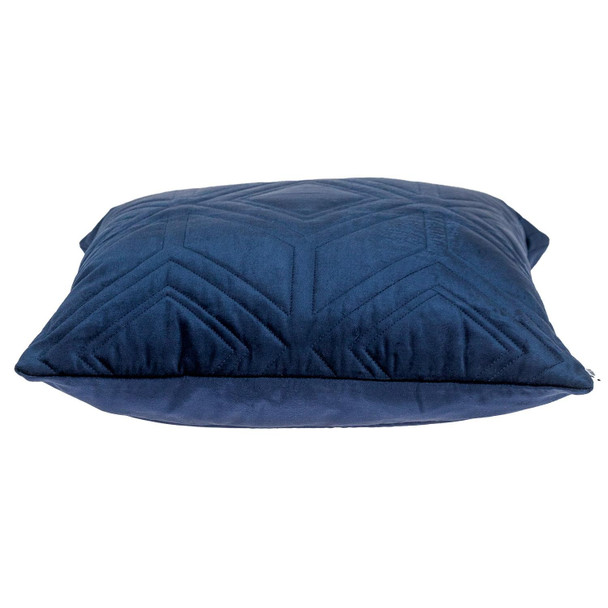 Navy Quilted Diamonds Velvet Solid Color Throw Pillow