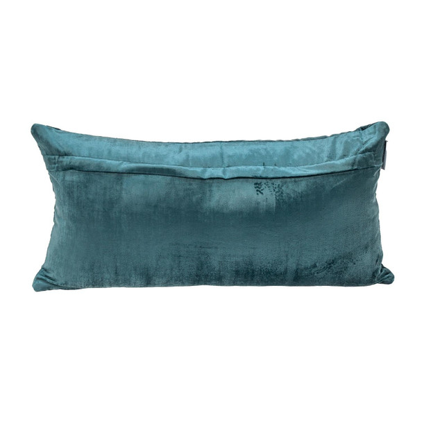 Teal Quilted Diamonds Velvet Solid Color Lumbar Pillow