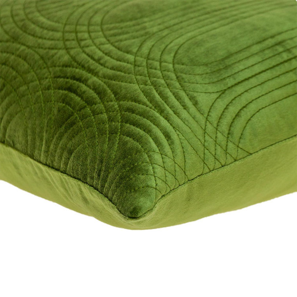 Quilted Velvet Olive Square Throw Pillow