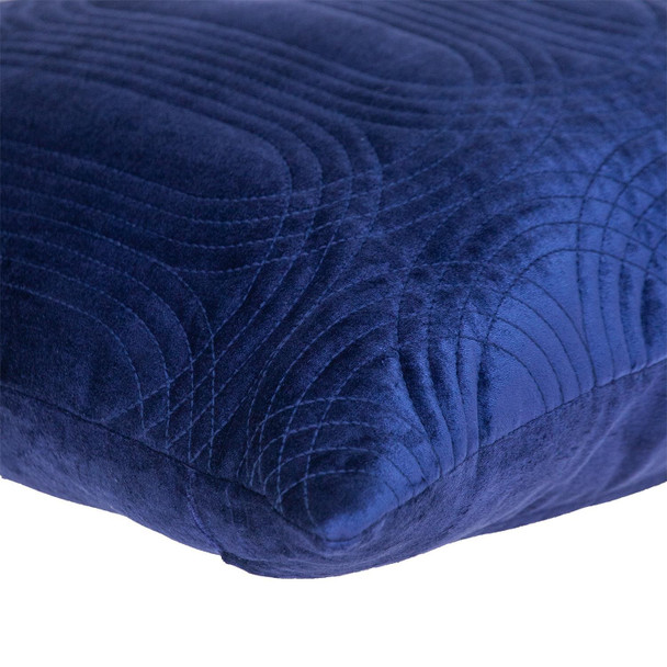 Quilted Velvet Blue  Square Throw Pillow