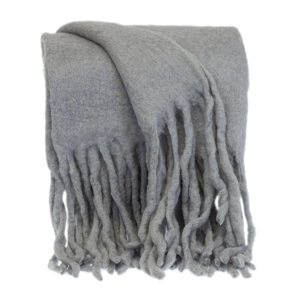 Super Soft Gray Handloomed Mohair Throw Blanket