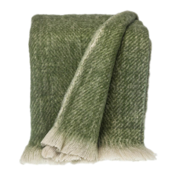 Supreme Soft Green and White Herringbone Handloomed Throw Blanket