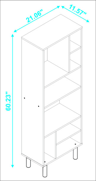 Iko 60" White Modern Abstract Open Shelving Unit