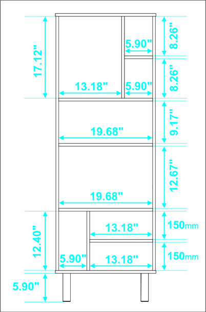 Iko 60" White Modern Abstract Open Shelving Unit