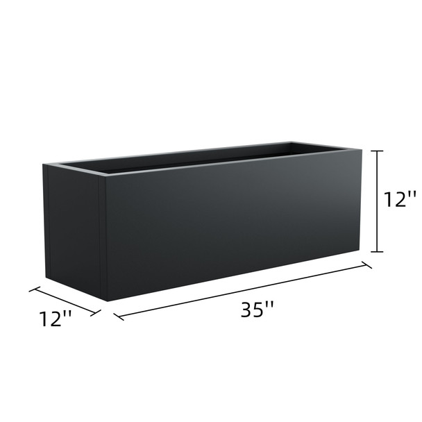 35" Mod Black Designer Metal Planter Box