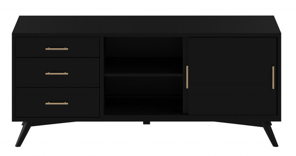 Flair 64" Black Mid Century Mod TV Console