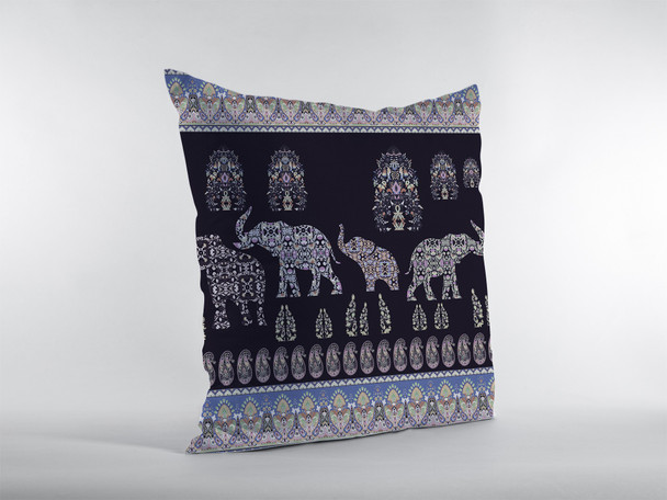 18 Purple Ornate Elephant Zippered Suede Throw Pillow