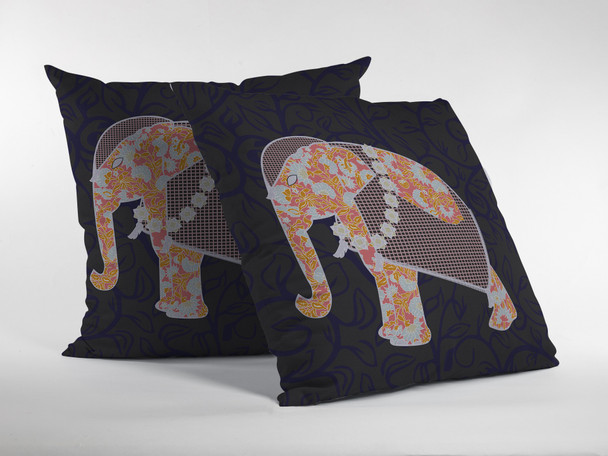 16 Orange Elephant Zippered Suede Throw Pillow