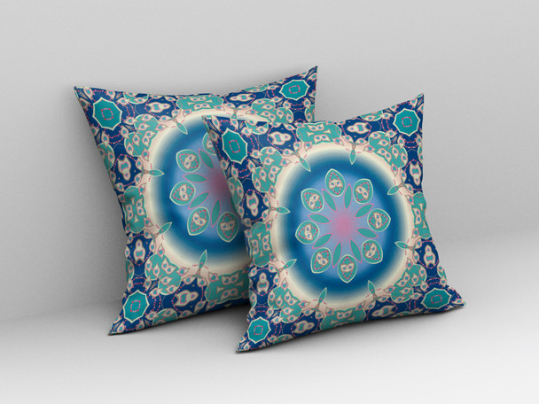18 Blue Turquoise Jewel Indoor Outdoor Zippered Throw Pillow
