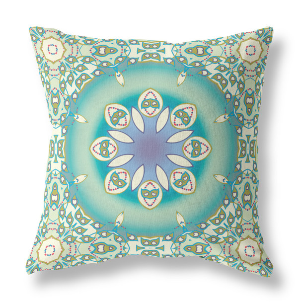 16 Turquoise Olive Jewel Indoor Outdoor Zippered Throw Pillow