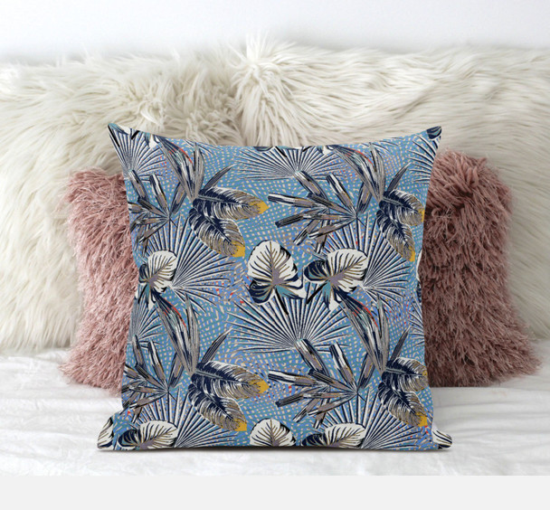 18 Gray Blue Tropical Suede Throw Pillow