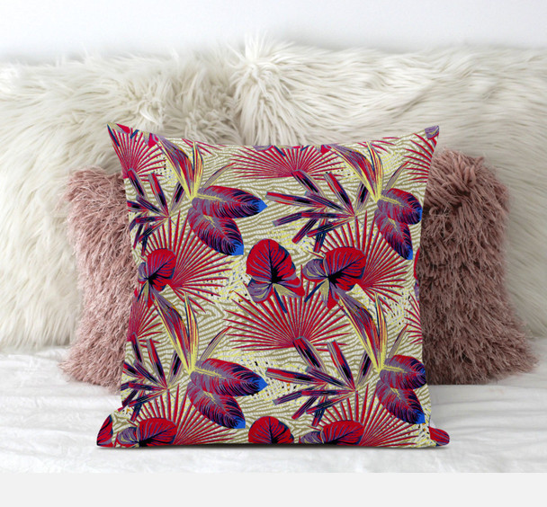 20 Pink Yellow Tropical Suede Throw Pillow