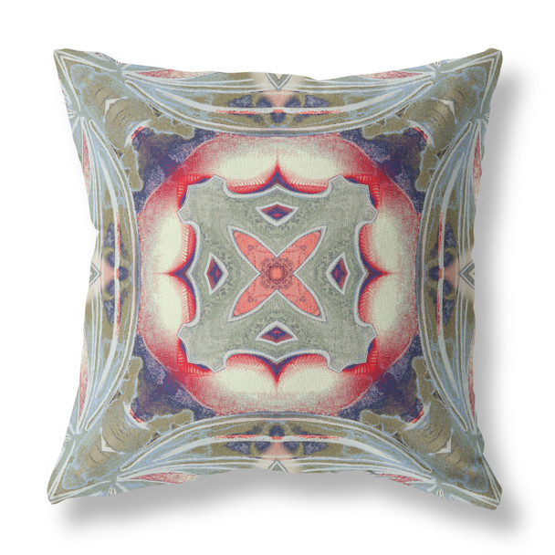 16 Sage Pink Geo Tribal Indoor Outdoor Throw Pillow