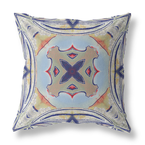 20 Navy Sage Geo Tribal Indoor Outdoor Throw Pillow