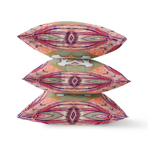 26 Magenta Green Geo Tribal Indoor Outdoor Throw Pillow