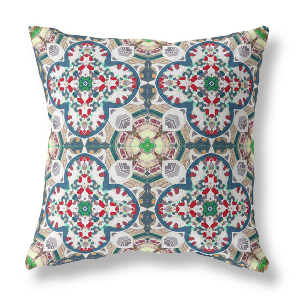 20" Green White Cloverleaf Indoor Outdoor Throw Pillow