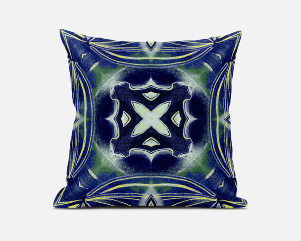 18 Evening Blue Green Geo Tribal Suede Throw Pillow