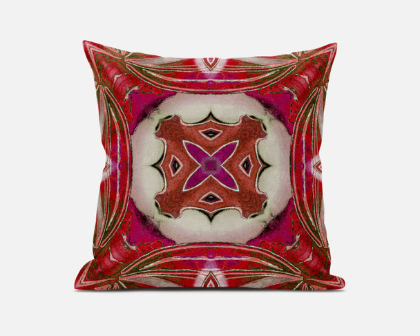 16 Fuchsia Red Geo Tribal Suede Throw Pillow