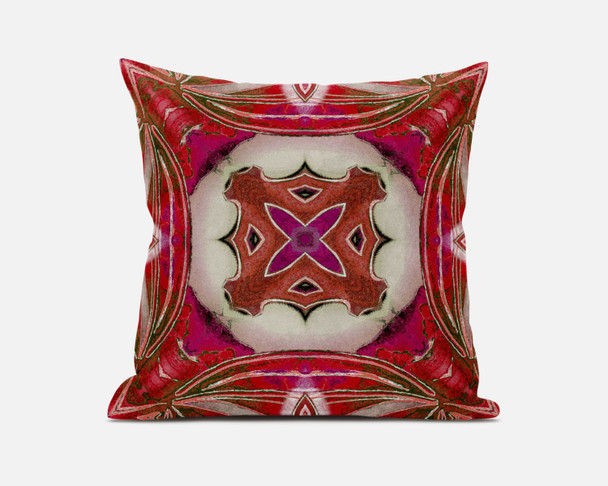 18 Fuchsia Red Geo Tribal Suede Throw Pillow