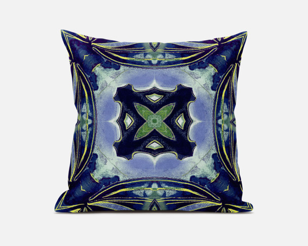 16 Blue Green Geo Tribal Suede Throw Pillow