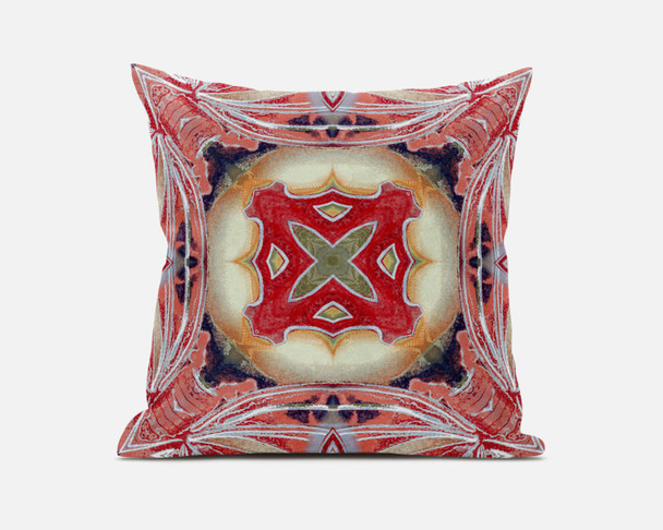 18 Peach Red Geo Tribal Suede Throw Pillow