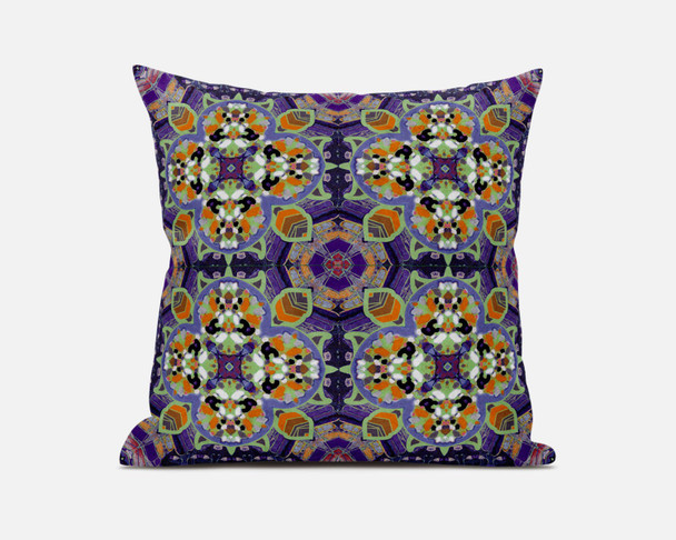 16" Purple Orange Cloverleaf Boho Suede Throw Pillow