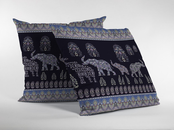 26 Purple Ornate Elephant Indoor Outdoor Throw Pillow