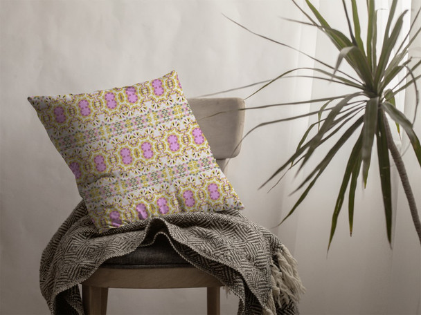 26 Yellow Lavender Geofloral Indoor Outdoor Zippered Throw Pillow