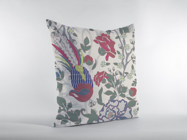 18 Pink Sage Peacock Indoor Outdoor Zippered Throw Pillow