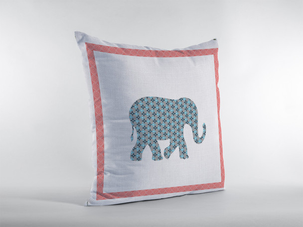 20 Blue Pink Elephant Indoor Outdoor Zippered Throw Pillow