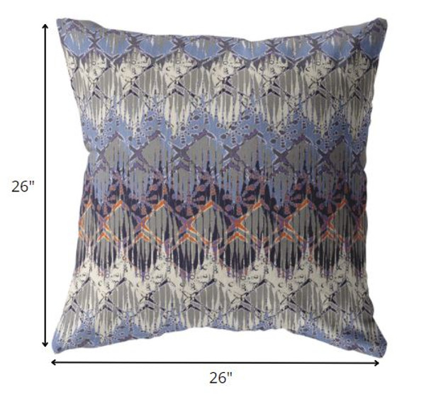 26 Blue Gray Hatch Indoor Outdoor Zippered Throw Pillow