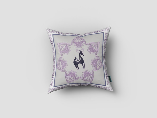 18 Gray Purple Horse Suede Throw Pillow