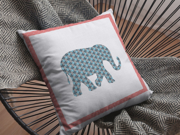 16 Blue Pink Elephant Boho Suede Throw Pillow
