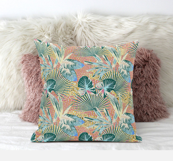 16 Blue Peach Tropical Zippered Suede Throw Pillow