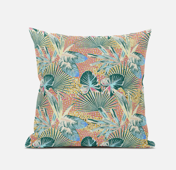 20 Blue Peach Tropical Zippered Suede Throw Pillow