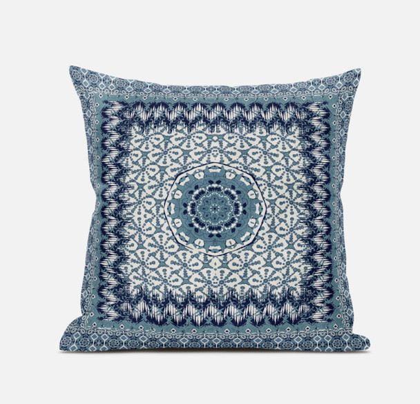 16 Blue White Holy Floral Zippered Suede Throw Pillow