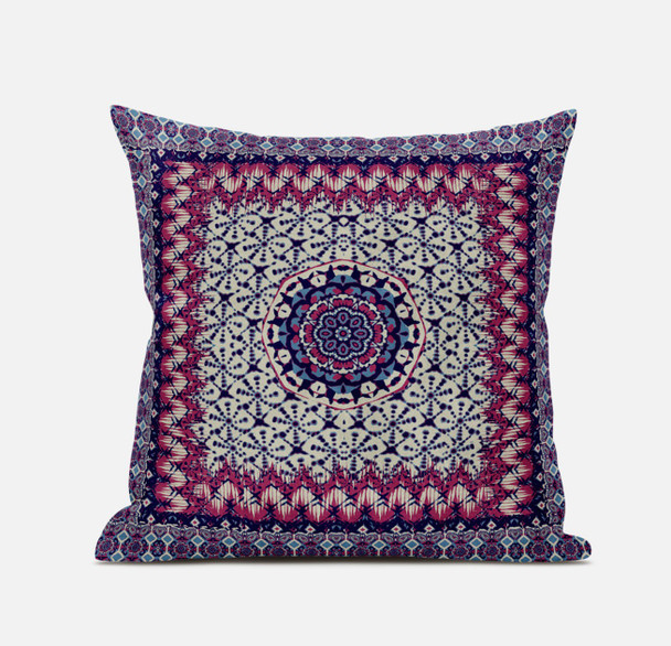 20 Magenta Indigo Holy Floral Zippered Suede Throw Pillow