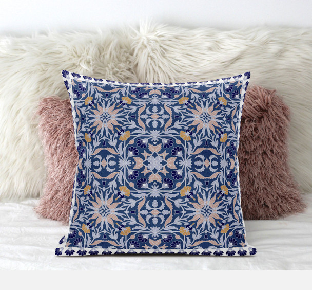 18 Blue Pink Paisley Zippered Suede Throw Pillow