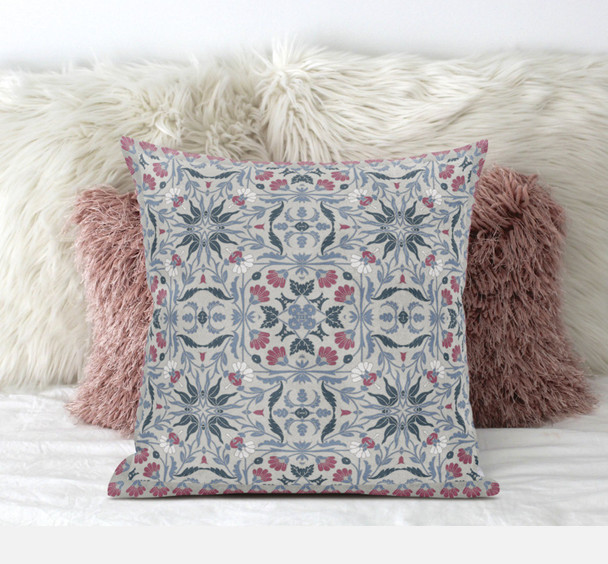 18 Pink Gray Paisley Zippered Suede Throw Pillow