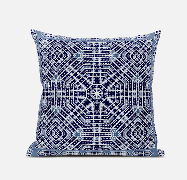 16 Indigo Blue Geostar Zippered Suede Throw Pillow