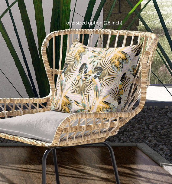 26 Yellow Black Tropical Indoor Outdoor Throw Pillow