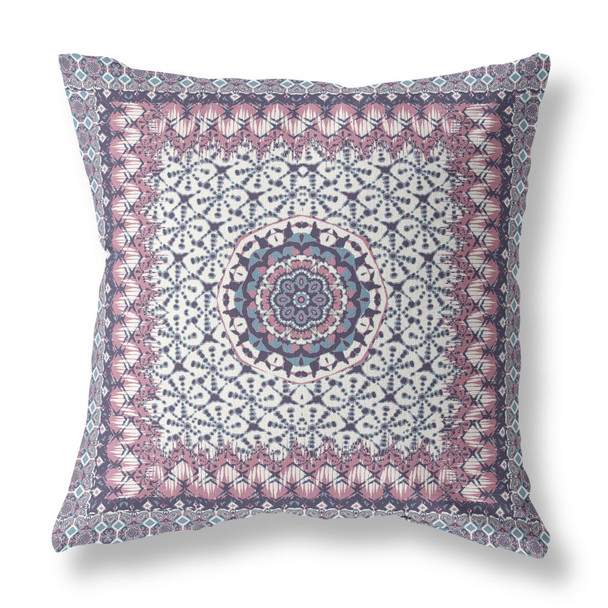 18 Pink Gray Holy Floral Indoor Outdoor Throw Pillow