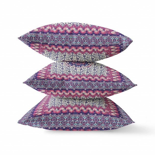 20 Magenta Indigo Holy Floral Indoor Outdoor Throw Pillow