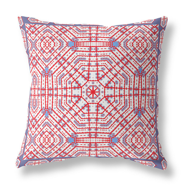 16 Red White Geostar Indoor Outdoor Throw Pillow