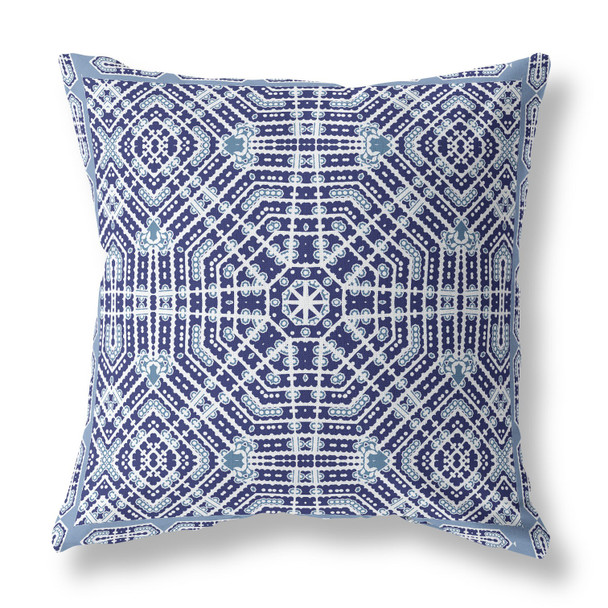 16 Indigo Blue Geostar Indoor Outdoor Throw Pillow