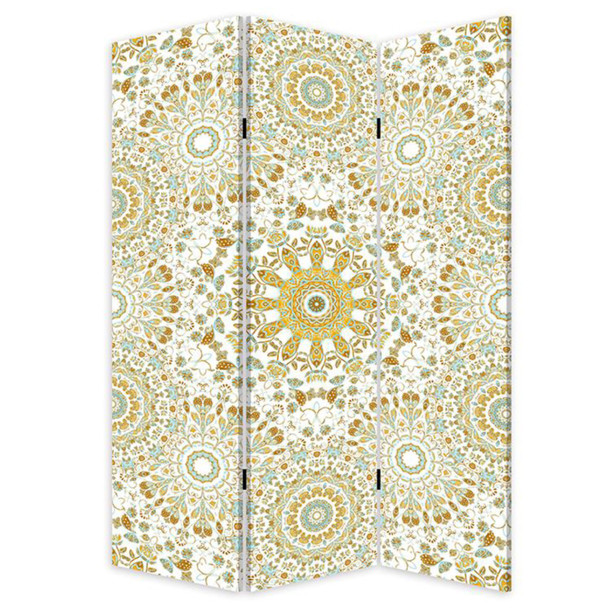 Blue Boho Mandala Three Panel Room Divider Screen