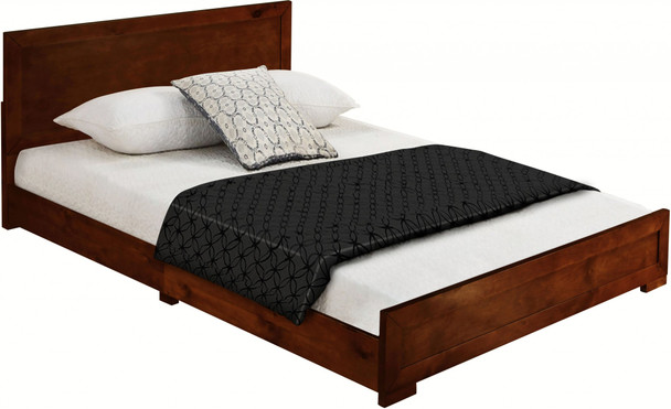 Moma Walnut Wood Platform Twin Bed With Nightstand