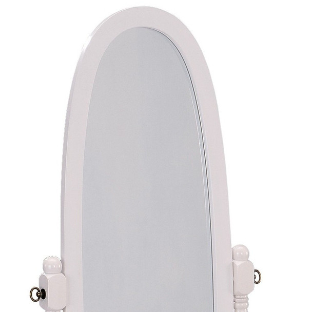 Classic White Finish Cheval Standing Oval Mirror